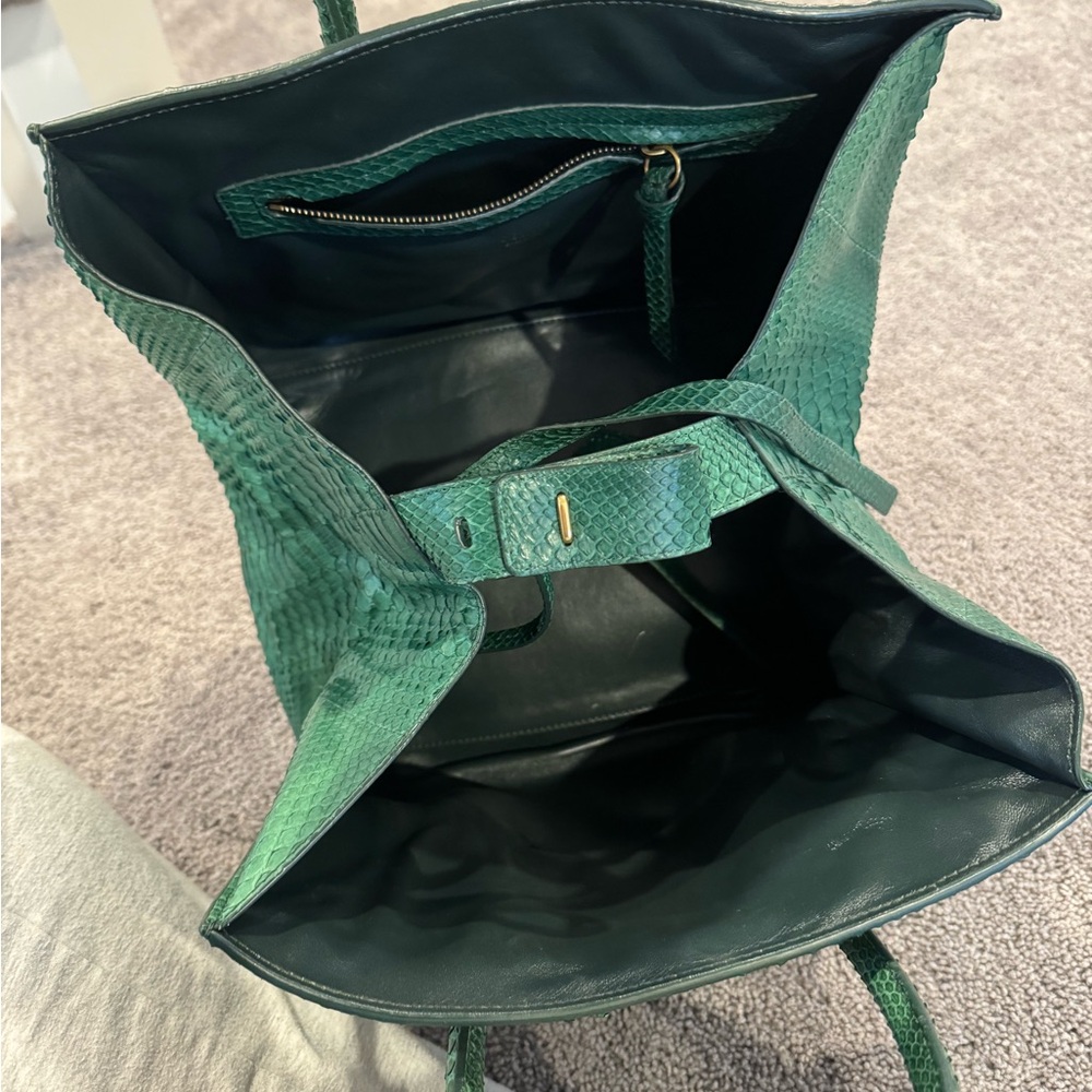 Celine Green Python Leather Tote Bag - image 3